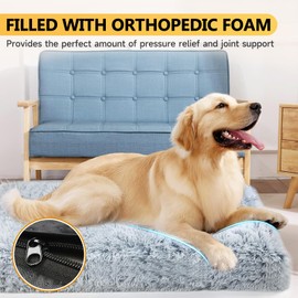 DONWEI Dog Bed, Cat Bed, Dog Bed for Medium and Small Dogs 50 x 50 x 4 cm, Washable Dog Bed for Small Dogs/Cat, Non-Slip Underside, Light Grey