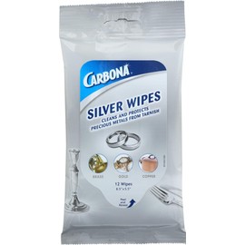 Carbona Silver Wipes | Metal Cleaner & Polish | 12 Wipes, 1 Pack