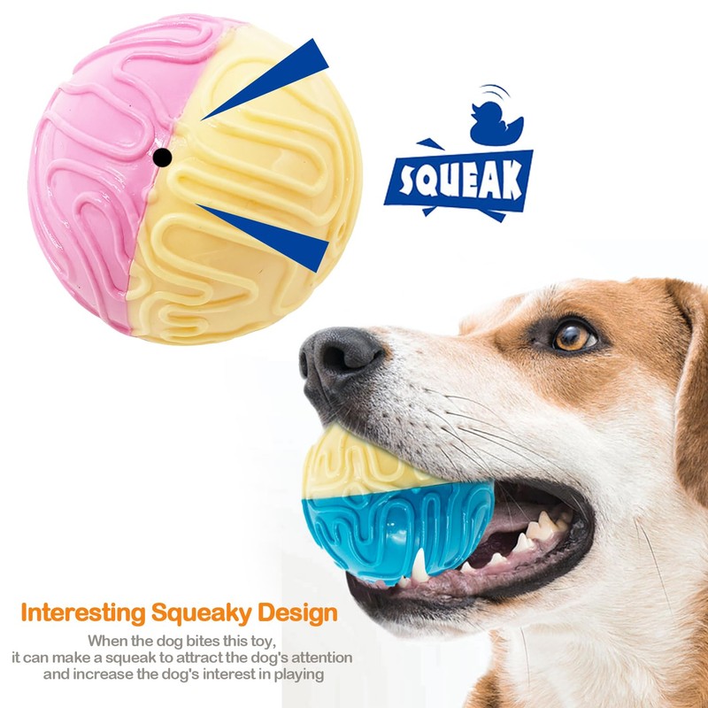 BPS 3pcs Dog Toys Rubber Ball Squeaky Sound Indestructible High