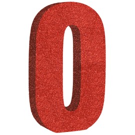 TONIFUL 7.8 Inch Red Glitter Number 0 Table Centerpiece 0-9 Red Birthday Party Decorations,Red Digit 0 for Birthday,Chrismas,Graduation,Bridal Shower,Valentine's Day,Anniversary Party Supplies