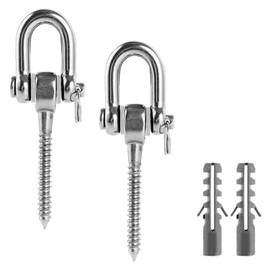 Zalizr 2 Pack 304 Stainless Steel 180° Swing Hooks, Heavy Duty Swing Screw Hangers, 250kg Safety Load Capacity for Hammocks, Yoga, Punching Bags, Porch, and Rope Chairs
