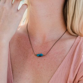 Luna Tide Apatite Chip Bead Bar Necklace in Bronze