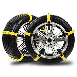 AOSUYOU 10 PCS Car Tire Snow Chains Adjustable Car Snow Chains Anti-Skid Chains Fits for Most Car/SUV/Truck 7.2-11.6Inches,Yellow