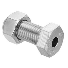 PATIKIL M20x50mm Hollow External Hexagon Screw, 1 Set Cylindrical Lamp Threading Socket Screws Through Hole Bolt with Nut 304 Stainless Steel