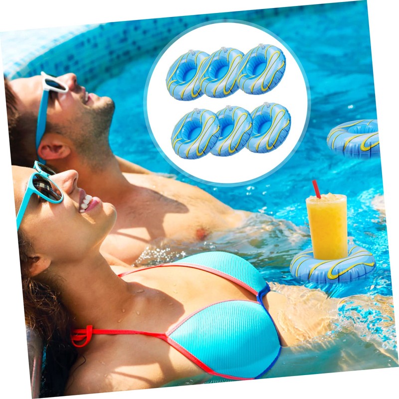 KONTONTY 6pcs Inflatable Floating Cup Holders Creative Beach Drink Holders