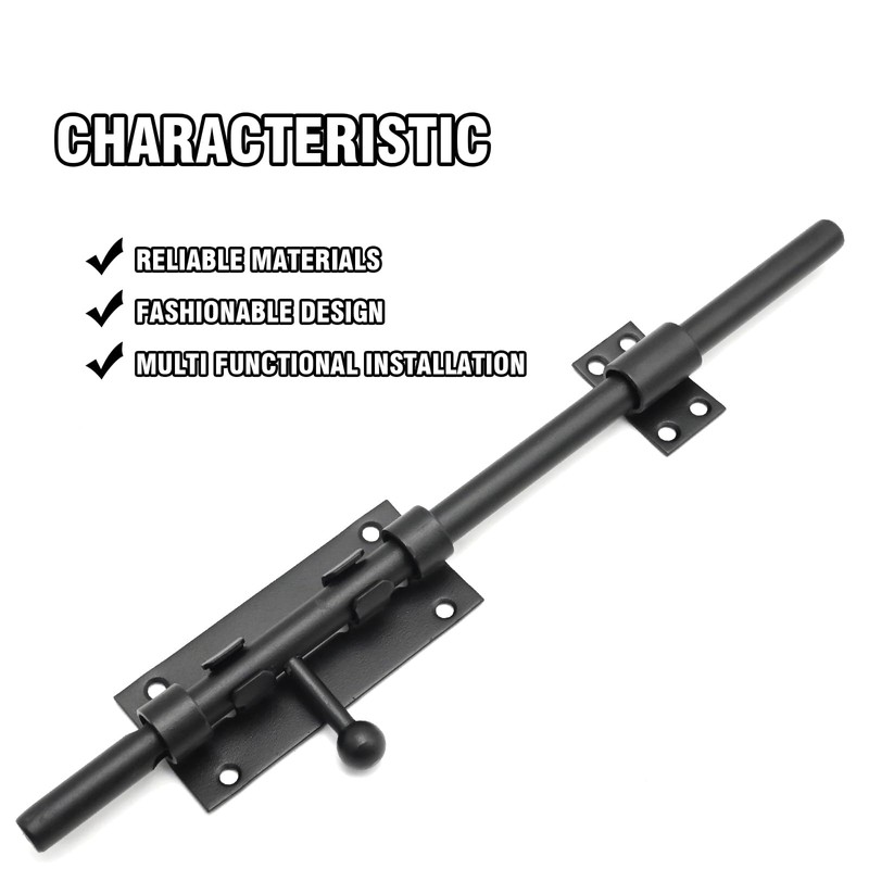Aynaxcol 2 PCS 12-Inch Black Sliding Bolt Door Latch with