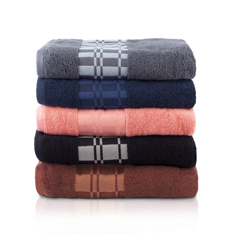 Superior 6-Piece Cotton Towel Set, Geometric Design, Dobby Border, Plush