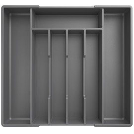 Kitsure Silverware Organizer for Drawers - Expandable Cutlery and Utensil Drawer Organizer with Easy Maintenance, Premium PP Kitchen Organizers and Storage for Flatware, Grey, 13.2" x 12.2" x 1.6"