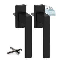 Vooxa Exclusive Aluminium Window Handle, Jet Black RAL9005 (35 mm), Pack of 2, for Windows, Patio/Balcony Doors Made of Wood, Plastic or Aluminium, Tilt Function, Ergonomic, Comfortable Feel