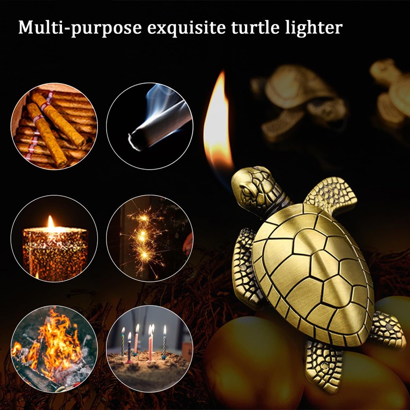 Torch Lighter - Turtle Shaped Refillable Gas Adjustable Flame Lighter,