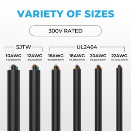 FIRMERST 12 Gauge 3 Conductor Power Cable SJTW 300V Pure Copper Wire 6 Feet