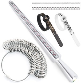 Ring Sizer Measuring Tool Kit Ring Sizing Kit with US Ring Size 0-13 Metal Ring Mandrel Measurer Finger Size 1-17 Ring Sizers for Men Women with Magnified Glass