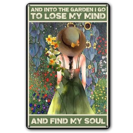 CrazySign Funny Garden Decor Garden Gifts And Into The Garden I Go Metal Garden Sign Outdoor, 12" x 8", (256)