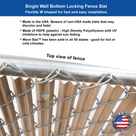 FenceSource Wave Slat (9 Colors) Single Wall Bottom Locking Privacy Slat for 4', 5', 6', 7' and 8' Chain Link Fence (5 ft, Beige)