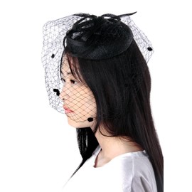 Fascinator Hats - 20s / 50s Hats - Hair Clip Headband Headpiece Accessory with Veil for Cocktail Parties / Tea Parties / Weddings / Church - Hair Accessory for Girls and Women - m