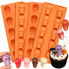 VvLons Skull Chocolate Molds, Set of 4 Halloween Skull Head Candy Molds