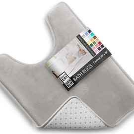 Clara Clark Bathroom Rugs, Velvet Memory Foam Bath Mat, Non-Slip, Machine Washable Bath Rugs - Dries Quickly, Ultra Soft Plush Bath Mats for Bathroom, 20 x 24, Silver