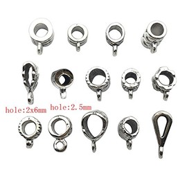 iloveDIYbeads 100g (About 125pcs) Mixed Tibetan Tube, Spacer Bail Bead Hanger Fit Charm European Bracelet Pendant (Antique Silver), 125
