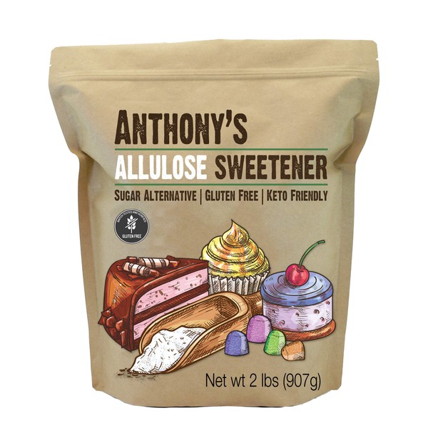 Anthony's Allulose Sweetener, 2 lb, Batch Tested Gluten Free, Keto Friendly Sugar Alternative, Zero Net Carb, Low Calorie