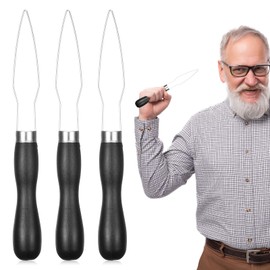 3 Pcs Button Hook Assistive Devices for Seniors One Handed Button Helper Tool for Elderly with Easy-Grip Wooden Handle for Shirt Coat Dresses Limited Dexterity Gift Handicap Accessories Daily Living