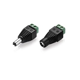 Low-Voltage Adaptor Set (1x Terminal Block 2-Pin to DC Hollow Socket + 1x Terminal Block 2-Pin to DC Barrel Plug) 5.5 x 2.1 mm, Black