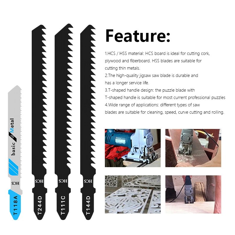 XCAN 20PCS Jigsaw Blades Set Assorted T-Shank Jig Saw Blades