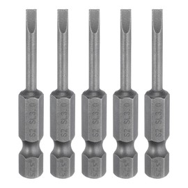 sourcing map 5pcs SL3 Magnetic Slotted Screwdriver Bits 3mm S2 Steel Flat Head Screwdriver Bit 1/4" Hex Shank Industrial Grade Screw Driver Drill Bits 50mm (2") Long for Screws