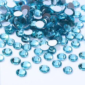 Meibite Aquamarine Flatback Rhinestones, Glass Rhinestones for Nail Art and Craft, Glue Fix, Loose Crystal Gemstones(Aquamarine, SS12, 2880pcs, 2.9-3.0mm)