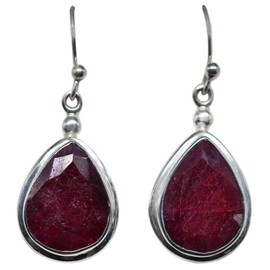 Sterling Silver Ruby Earrings 10.17g, Sterling Silver, Ruby