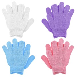 DHWEKU 4 Stück Peeling-Waschhandschuhe, duale Textur Badehandschuhe für Dusche Körperpeeling Peeling Abgestorbene Haut Peeling Handschuh Natürlicher Luffa-Waschlappen
