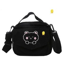 AWXZOM small cute Corduroy Crossbody bag min Kawaii Purse Crossbody Bag small Kawaii Wallet small Kawaii Crossbody Bag (black)