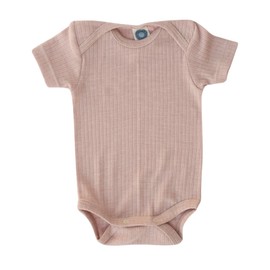 Cosilana Baby Bodysuit Short Sleeve 91052 Cotton / Wool / Silk, Pink mottled