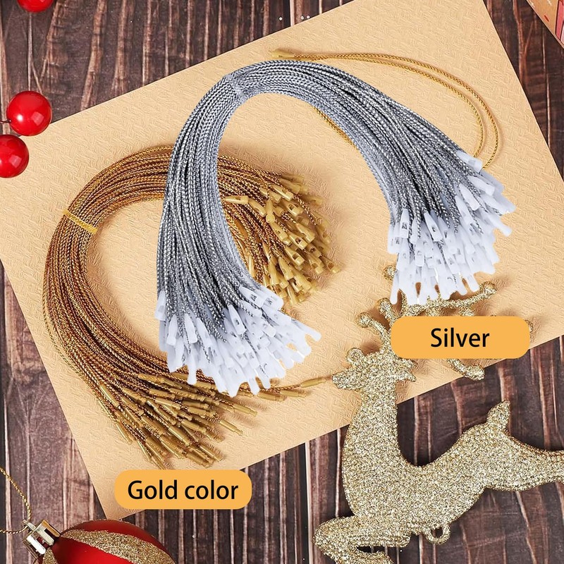 200Pcs Christmas Ornament Hooks, Ornament Hangers with Snap Ornament String