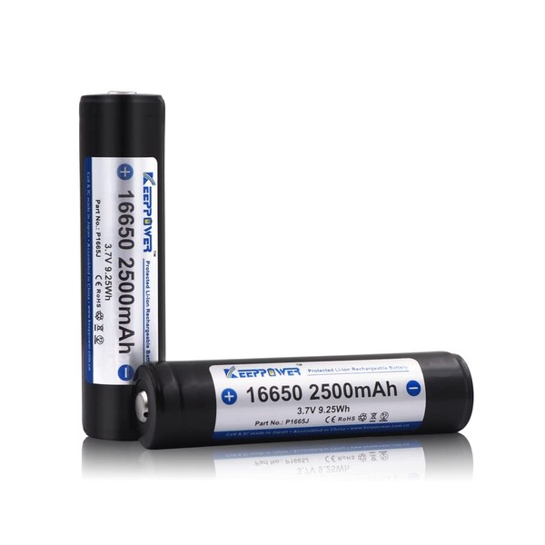 2 baterías de litio recargables de 3,7 V 16650 2500 mAh para flash como E2T-MV E2DLU-A SF6P G2X LX 6P 9P G2 M951 E2DL P2XD