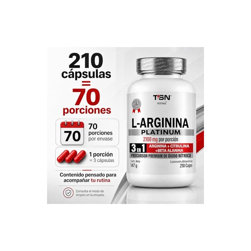 Arginina Platinum 2100mg Por Porción Citrulina Beta Alanina Pre Workout