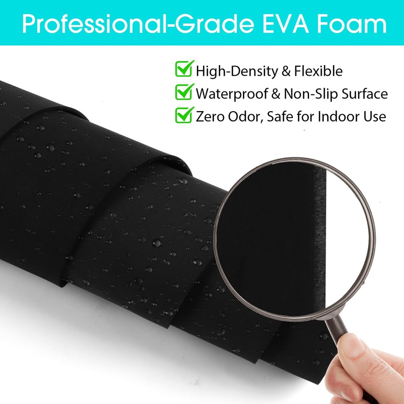 STEFORD 2 Pack EVA Foam Roll, 2mm Thick Black Cosplay