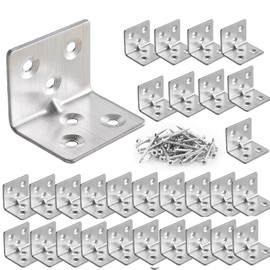 GothicBride Pack of 30 Stainless Steel Angle 30 x 30 x 38 mm, Angle Connector Angle 90 Degrees, Angle Small Mounting Angle for Wooden Tables, Chairs, Furniture