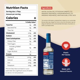 Torani Sugar Free Sweetener, Zero-Calorie Syrup for Drinks, Pump Included, 25.4 Fl Oz