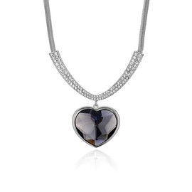 Ouran Crystal Heart Pendant Necklaces for Women,Charm Gold and Silver Long Chain Necklace Great Gift for Girls,Mom,Friends