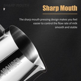 MHW-3BOMBER Milk Frothing Pitcher, 20oz/600ml Milk Frother Cup for Barista, SUS304 Stainless Steel Espresso Steaming Pitchers for Milk/Coffee/Latte Art, P3004S