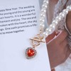 Iaceble Vintage Pearl Choker Necklace with Red Heart Ruby Rhinestone
