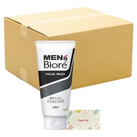 Men's Biore Double Scrub Face Wash 4.6 oz (130 g) + Kunutonn Original Logo e Bonus (Set of 12)