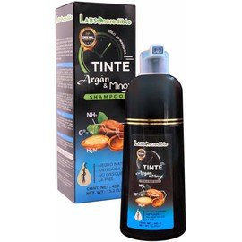 Shampoo Tinte Negro Natural con Argán y Minox, Anticaída, No Obscurece la Piel Ncredible 10min, 450 ml