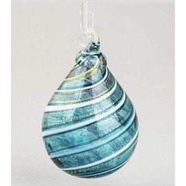Glass Eye Studio Raindrop Ornament (Teal Shimmer)