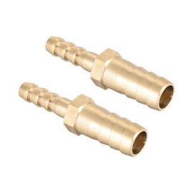 QUARKZMAN 10 mm to 6 mm Dmr Straight Barb Hose Assembly Reducer Brass x 2 Pieces Straight Connector Adapter Gold Tone for Hose Connection