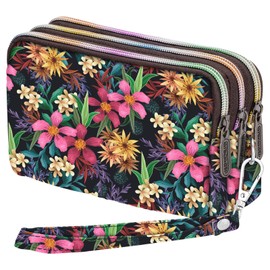 Wristlet Wallets for Women, Large Capacity Quilted Travel Bag Wallet with Strap, 3 Zippers Cell Phone Bag Purse (YA-009)