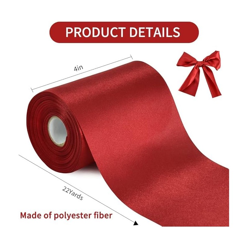 10cm Wide Burgundy Red Ribbon Thick Christmas Ribbon for Gift