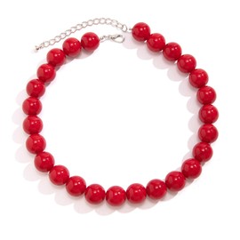 ALRNBY Beaded Necklace for Women Red/Black/Gold Statement Necklace Ruby Choker Necklace Trendy Lightweight Jewelry Hypoallergenic Faux Pearl Bead Necklace Trendy Jewelry Gift (Color1 Red)