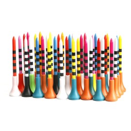 KALUROIL Pack of 50 Plastic Golf Tees 83 mm (3-1/4 Inch) 70 mm (2 3/4 Inch) Long Plastic Assorted Colours