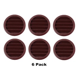 2" Round Plastic Louver Soffit Air Vent Reptile Screen Grille Cover Multiple Colors/Quantities (6, Brown)